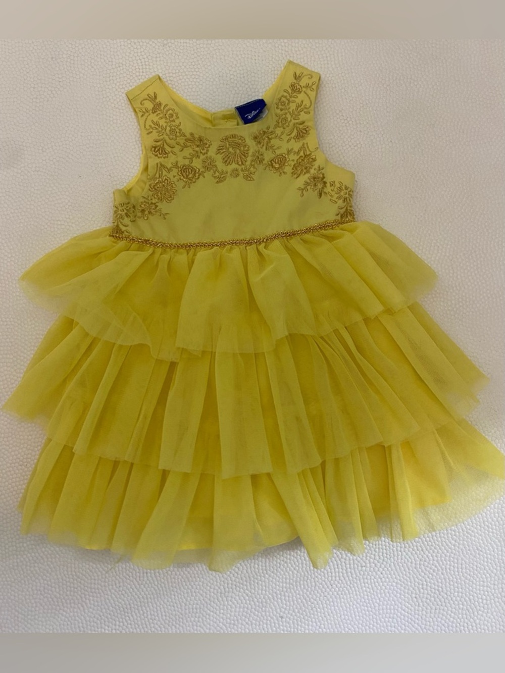 12 month Disney Princess Beauty and the Beast Belle Yellow Layered Party Dress